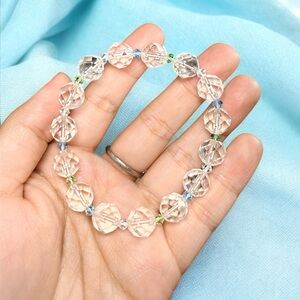 Clear Quartz Bracelet | 10mm Faceted | Swarovski Crystals
